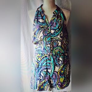 💗100% Silk 💗Halter Shorts Romper Size M NWOT🛍️ $575 Retail